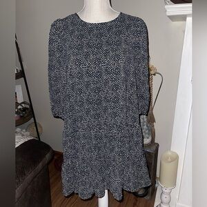 Zara Micro Dot Ruffled Mini Dress In Black Size M. EUC🖤